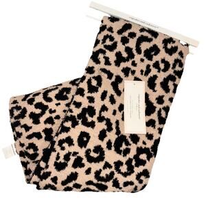 Cupcakes & Cashmere Leopard Print Throw Blanket Black Tan 50x60 Barefoot Dreams